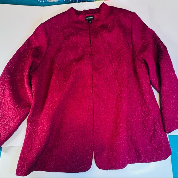 Avenue Textured Paisley Mandarin Collar Jacket – Size 22/24 - Picture 6 of 10